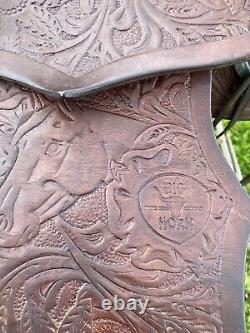 Used/Vintage 15 wide tree Big Horn tooled Western saddle US made