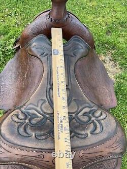 Used/Vintage 15 wide tree Big Horn tooled Western saddle US made