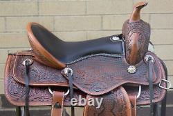 Used Western Leather Turquoise Show Horse Saddle Tack Set 14 15