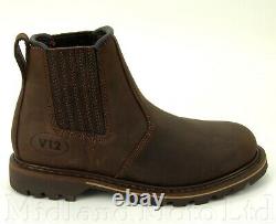 V12 Rawhide Steel Toe Cap Safety Dealer Boots Brown Leather Chelsea V1231