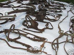 VERY LARGE LOT Of Vintage Leather Horse Tack Over 60 Lbs. Some Good Some Not