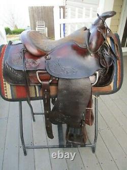 VINTAGE 15'' 1100 AMERICAN SADDLERY FORREST ROPER western saddle FQH bars 35.5LB