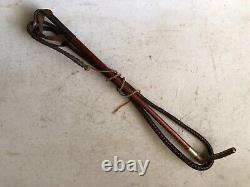 VINTAGE 1950 HORSE HUNTING WHIP STAG HANDLE RIDING LEATHER, Sterling bridge
