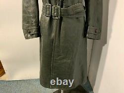 VINTAGE 40's WW2 GERMAN STRIWA WEHRMACHT HORSE LEATHER TRENCH COAT JACKET SIZE M
