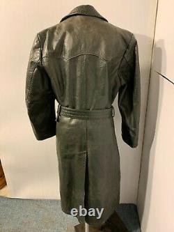 VINTAGE 40's WW2 GERMAN STRIWA WEHRMACHT HORSE LEATHER TRENCH COAT JACKET SIZE M