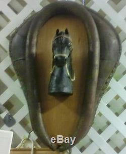 Vintage Authentic Leather Horse Collar With A Horse Head Mounted Inside