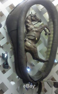 Vintage Authentic Leather Horse Collar With A Horse Mounted Inside