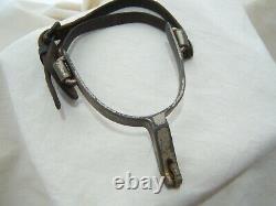VINTAGE CROCKETT WESTERN HORSE SPURS As Found Leather Period Straps Engraved