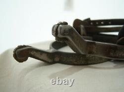 VINTAGE CROCKETT WESTERN HORSE SPURS As Found Leather Period Straps Engraved