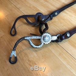 VINTAGE DALE CHAVEZ Leather Horse Bridle Show Headstall withSILVER & Performax Bit