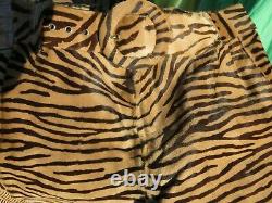 VINTAGE Designer Horse Hair Tiger Print Flared Pants Waistcoat 60s 70s Costume S