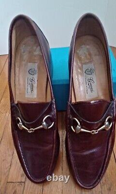 VINTAGE GUCCI 70s / 80s HorseBit Loafers Wine Size 9.5 D / 42.5 Italy