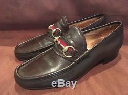 VINTAGE GUCCI DARK BROWN LEATHER HORSE BIT LOAFERS MOCCASSIN Mens Size 44 10 US