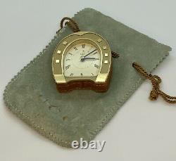 VINTAGE GUCCI LEATHER/BRASS HORSE SHOE ALARM CLOCK ULTRA RARE MINTY WithPOUCH