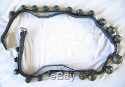 Vintage Horse Leather Sleigh Bells Graduated Engraved Christmas Jingle Antique