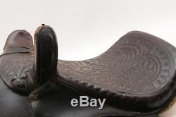 VINTAGE HORSE SIDE SADDLE HAND TOOLED With STIRRUP LEATHER NORMAL WEAR EQUESTRIAN