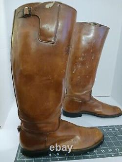 VINTAGE Handmade Men's Leather Equestrian Riding Boots 12 TIP TO TOE 17 TALL