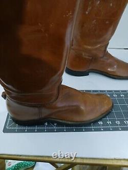 VINTAGE Handmade Men's Leather Equestrian Riding Boots 12 TIP TO TOE 17 TALL
