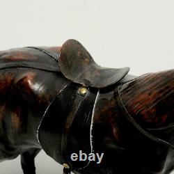 VINTAGE LEATHER HORSE MODEL WithSADDLE & BRIDLE, QUALITY MADE, 10.5H
