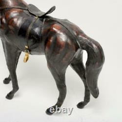 VINTAGE LEATHER HORSE MODEL WithSADDLE & BRIDLE, QUALITY MADE, 10.5H