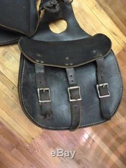VINTAGE LEATHER Heavy Duty SADDLE BAGS / HORSE MOTORCYCLE
