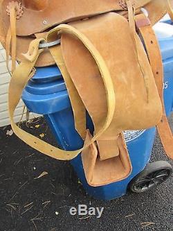 VINTAGE LEATHER WESTERN HORSE SADDLE ADULT With BELLY BELT LEATHER