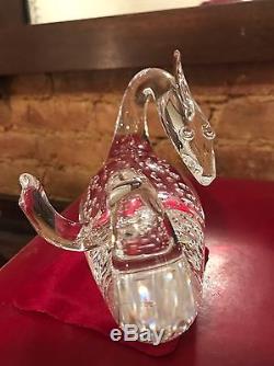 Vintage Steuben Dragon Sea Serpent Water Horse Sculpture W Bubbles Leather Box