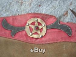 Vintage Studded Jewels Leather Horse Motorcycle Rodeo Western Chaps Texas Stars