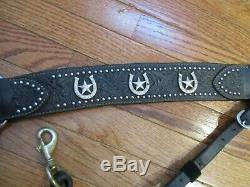 VINTAGE THICK Western PARADE TACK SET BLACK BLING Leather FULL horse Size