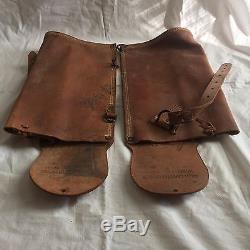 VINTAGE US Calvary WWI Canister Carriers Horse Gas Masks Leather RARE