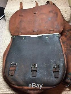 VINTAGE US Stamped Leather Horse Saddle Bags, Western Leather Satchel ORIGINAL