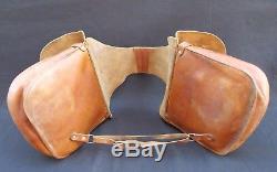 VINTAGE WESTERN SADDLE BAGS TAN LEATHER COWBOY TRAIL HORSE TACK With CONTENTS