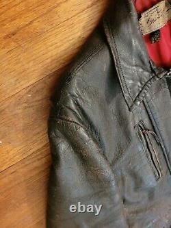 VTG 1940s Hercules Sears Brown Leather Half Motorcycle Jacket Horse Hide PERFECT