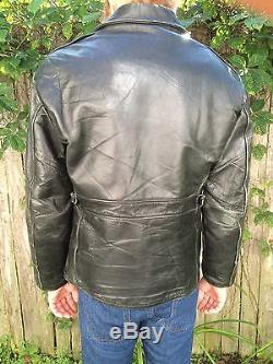 VTG 1950s 1960s Police Cop Horsehide Blk Motorcycle Jacket Horse Leather L punk