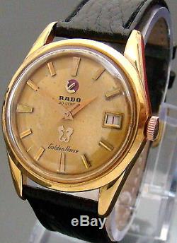VTG 1965 RADO GOLDEN HORSE AUTOMATIC GOLD PLATED MENS WATCH DATE