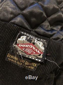 VTG 40s Duroval Genuine Fore Quarter Horse Hide Leather Shaw Collar Car Jacket L