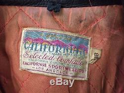 VTG 50s CALIFORNIAN Hand Painted Horse Leather Motorcycle Hide Jacket 38 S/M USA