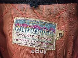 VTG 50s RARE CALIFORNIAN Hand Painted Horse Leather Motorcycle Hide Jacket 38 M