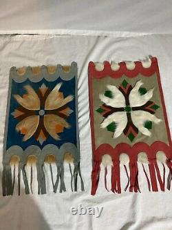 VTG 60s Hand Made Wall Hanging Decor Suede Leather Horse Hair Fringe Set of 2