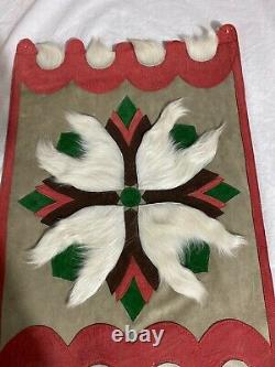 VTG 60s Hand Made Wall Hanging Decor Suede Leather Horse Hair Fringe Set of 2