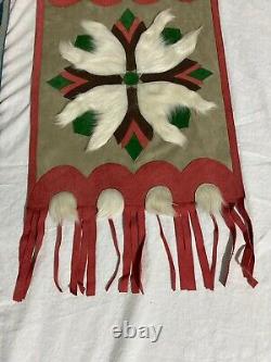 VTG 60s Hand Made Wall Hanging Decor Suede Leather Horse Hair Fringe Set of 2