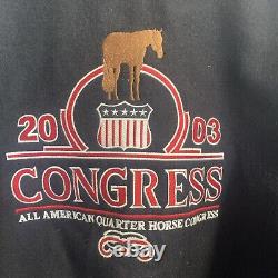 VTG All American Quarter Horse Congress 2003 Leather & Wool Jacket Black Sz S