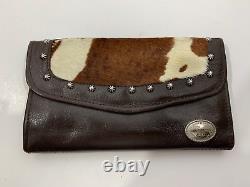 VTG American West Handmade Leather & Cow Hair Shoulder Bag/Matching Wallet VGC