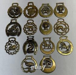 VTG Brass Horse Medallion Saddle Harness Decorations Set of 14 No Leather Used