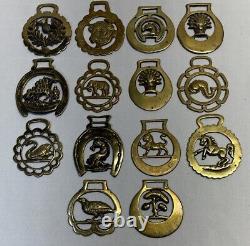 VTG Brass Horse Medallion Saddle Harness Decorations Set of 14 No Leather Used