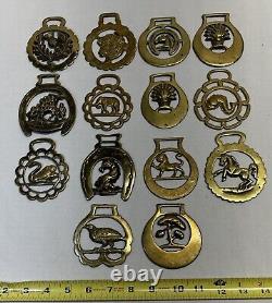 VTG Brass Horse Medallion Saddle Harness Decorations Set of 14 No Leather Used