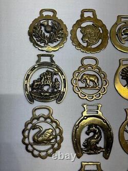 VTG Brass Horse Medallion Saddle Harness Decorations Set of 14 No Leather Used