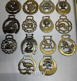 VTG Brass Horse Medallion Saddle Harness Decorations Set of 14 No Leather Used