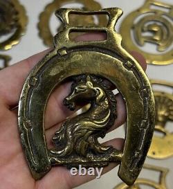 VTG Brass Horse Medallion Saddle Harness Decorations Set of 14 No Leather Used