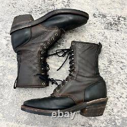 VTG Chippewa Leather Black Bay Crazy Horse Lace Up Boots Size 11 D Black Brown